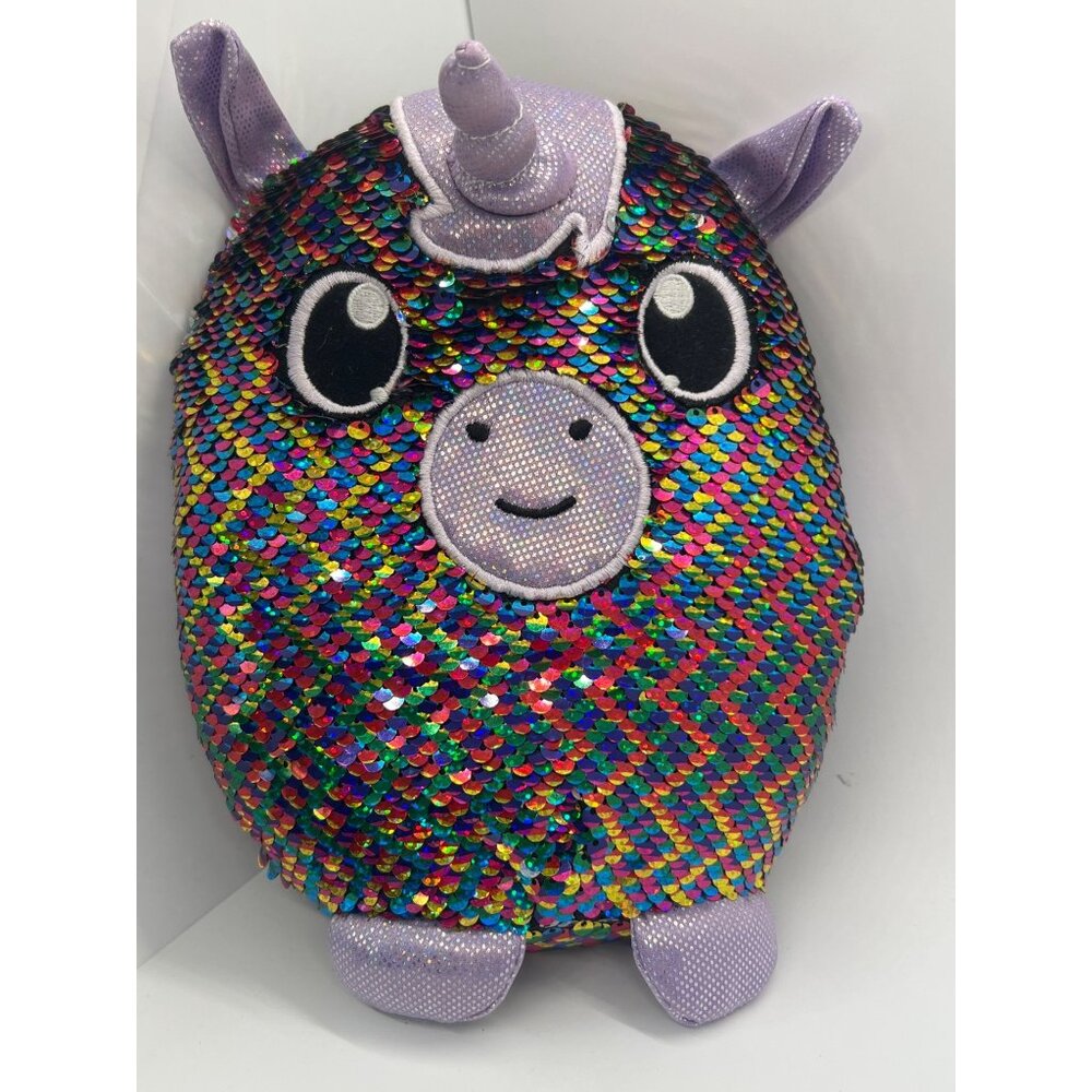 Shimmeez Unicorn Plush Toy Reversible Sequin Stuffed Animal 10" Purple